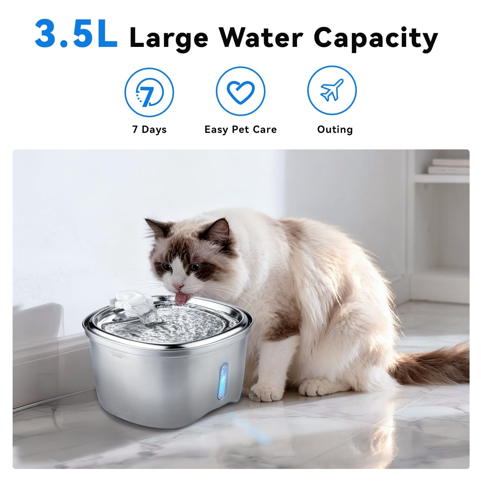KiwiLove cat water fountain flow modes highlight three hydration options for cats