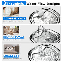 KiwiLove cat water fountain stainless steel body emphasizes durability and hygiene