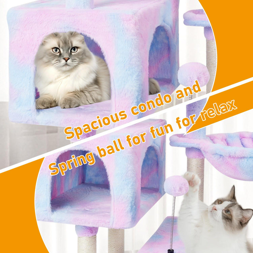 KIYUMI cat tree plush faux fur top surface for soft comfort