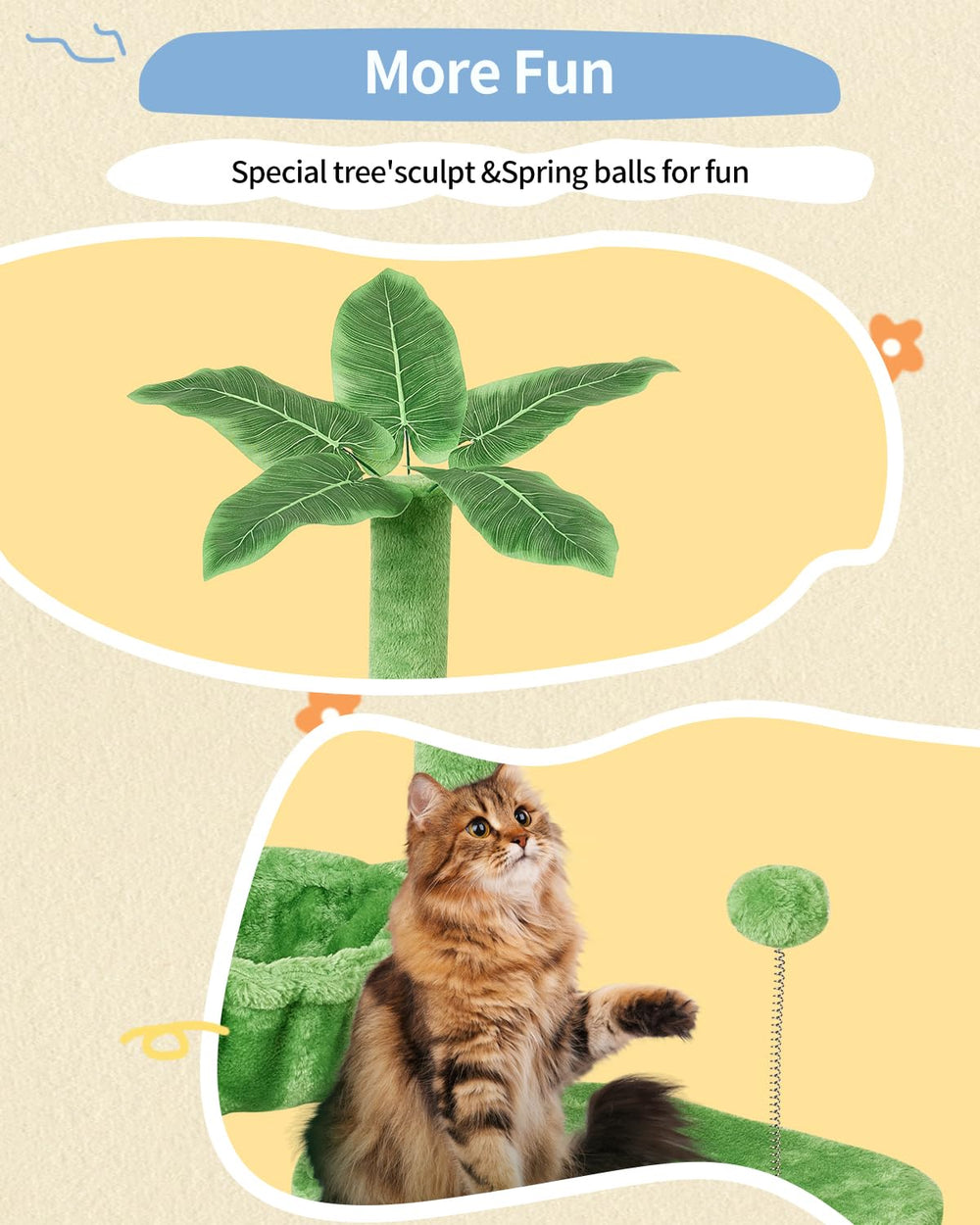 KIYUMI indoor cat furniture offers a cozy condo and perches.