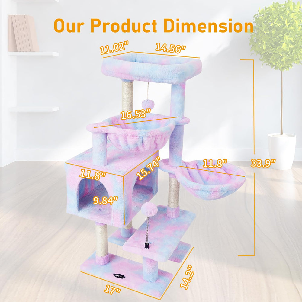 KIYUMI cat tree kitten ball toys to stimulate play
