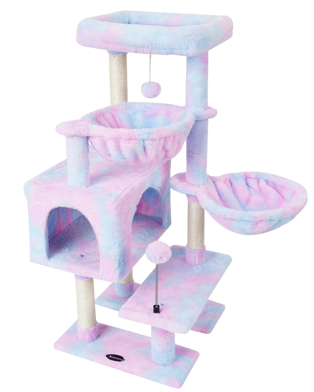 KIYUMI cat tree rainbow top perch for elevated lounging and observation