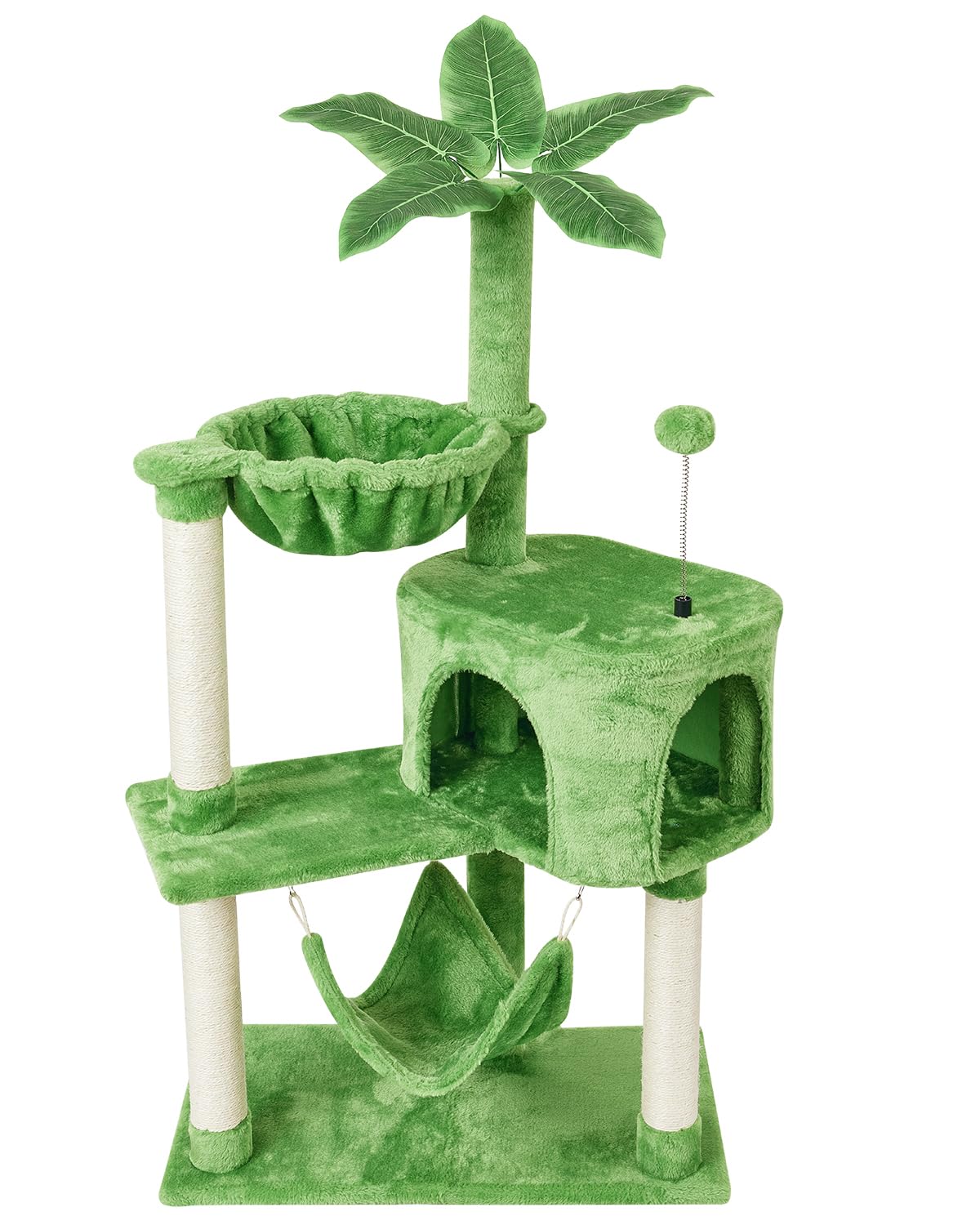KIYUMI cat tree with sisal post for durable indoor scratching and play.