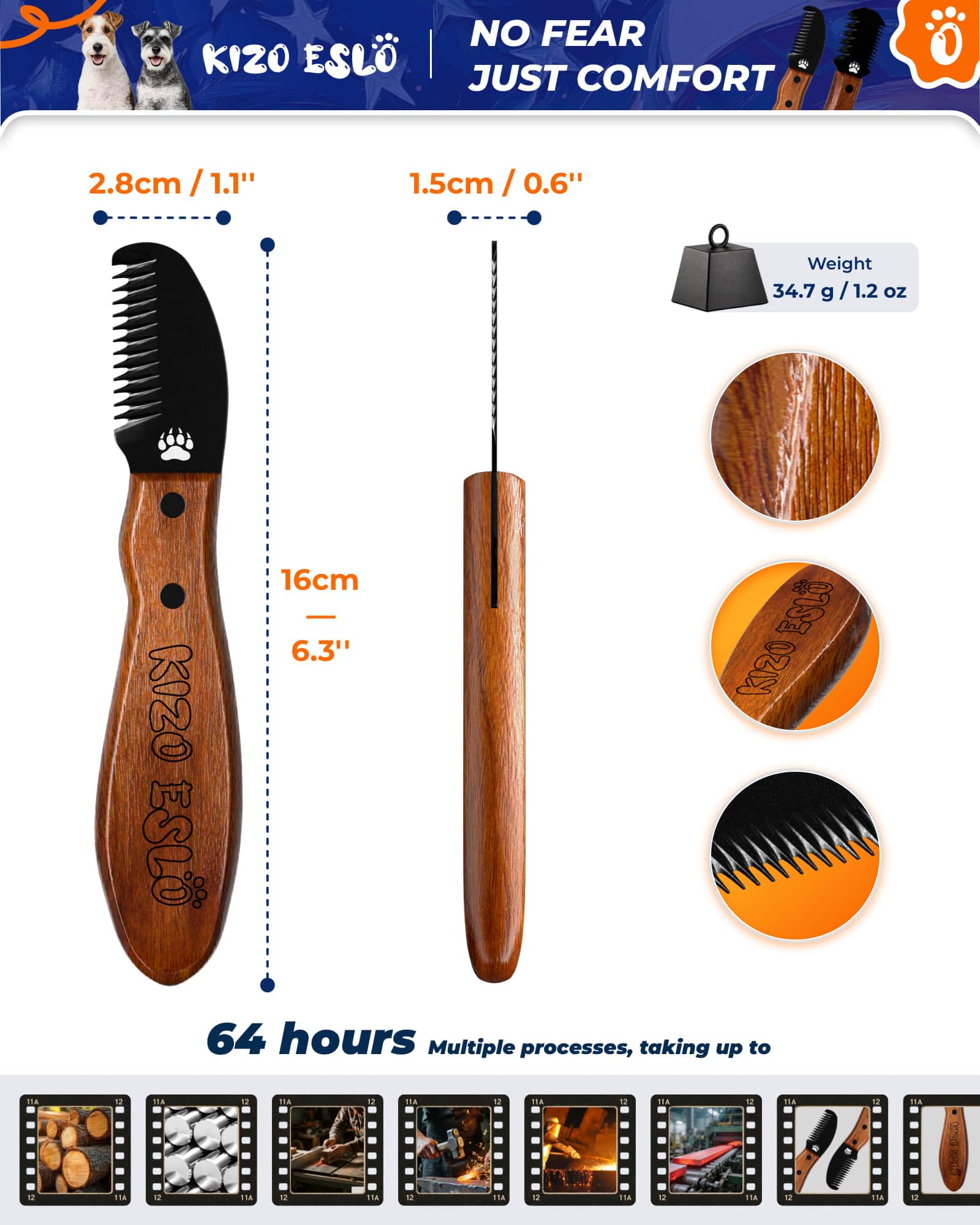 KIZO ESLO stainless steel blade resists rust for lasting use.