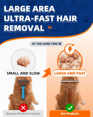 Fine-tooth deshedding side thinning undercoat for smoother fur.