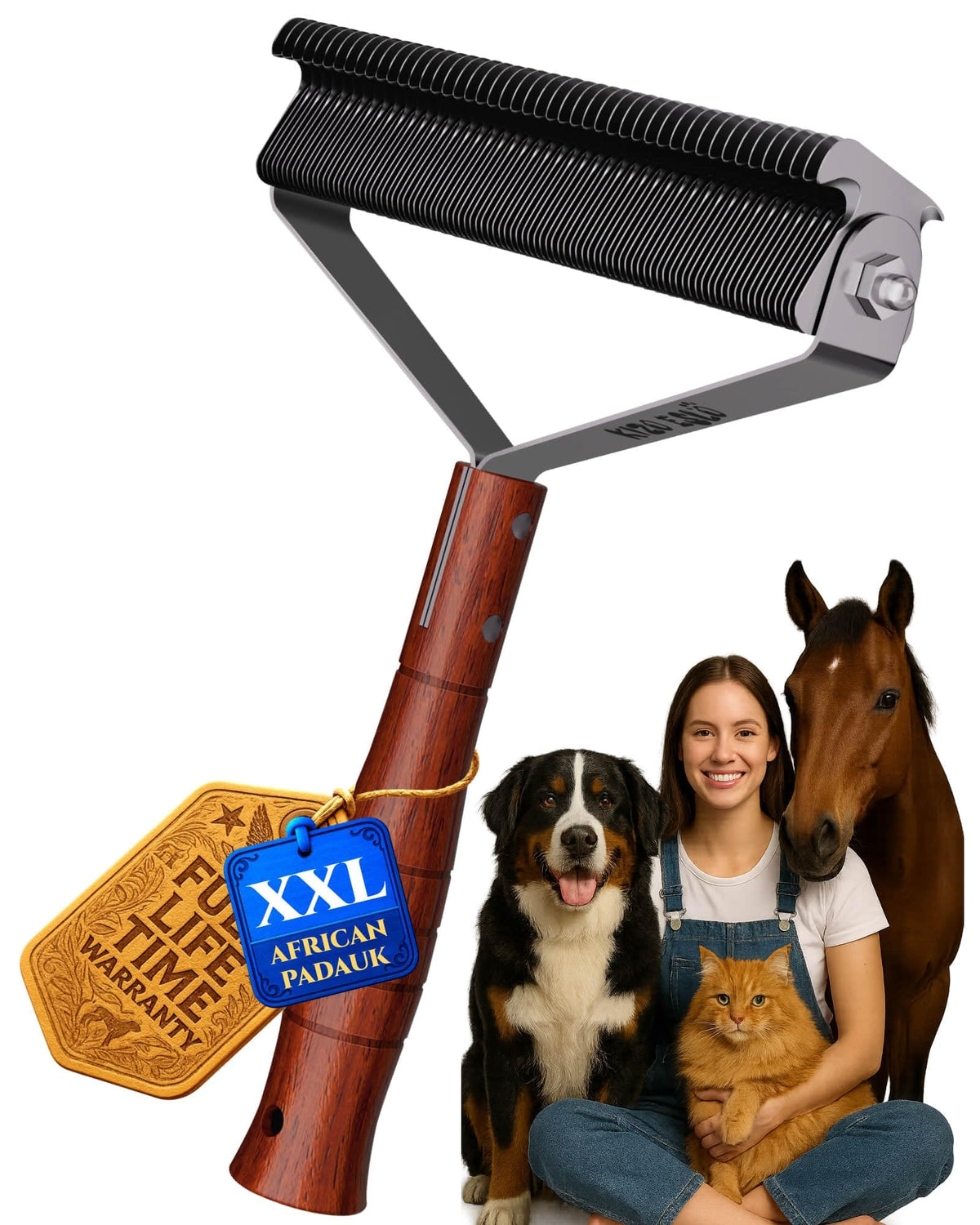 KIZO ESLO wood-handle dog brush for comfortable grooming