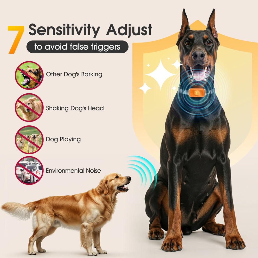 KJKZO bark collar front view highlighting compact, lightweight design for small to large dogs.