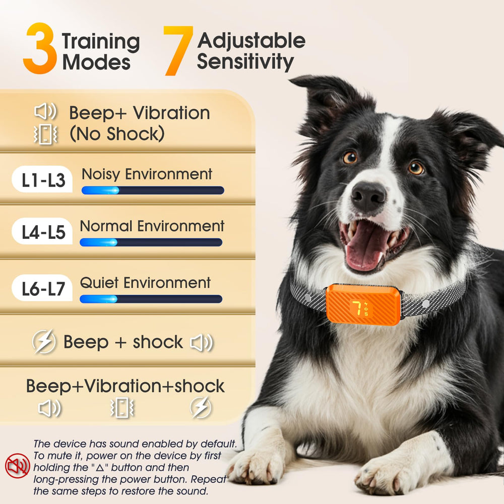 KJKZO bark collar side view emphasizing adjustable strap and comfortable fit.