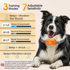 KJKZO bark collar side view emphasizing adjustable strap and comfortable fit.