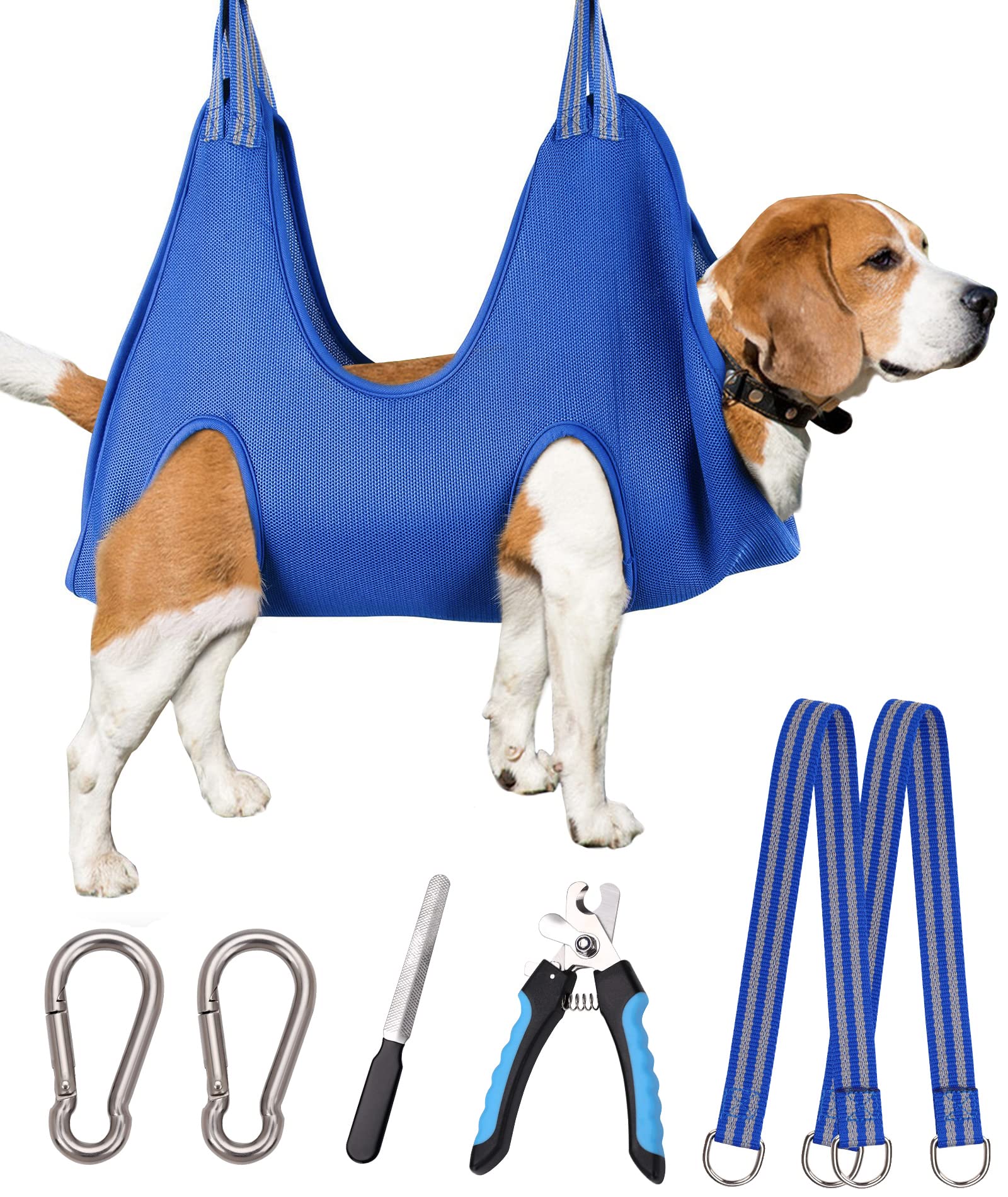 Kkiimatt dog grooming hammock harness relaxing during nail trimming
