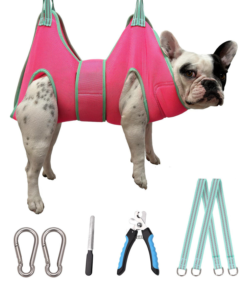 Kkiimatt dog grooming hammock with neck-support design eases nail clipping