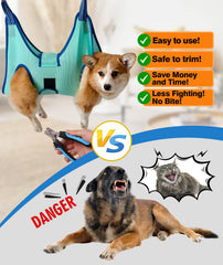 Kkiimatt grooming hammock setup demonstrating secure restraint