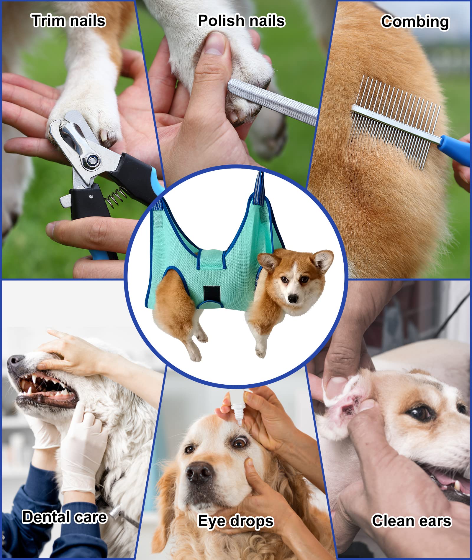 Kkiimatt grooming hammock carabiners and tools for grooming sessions.