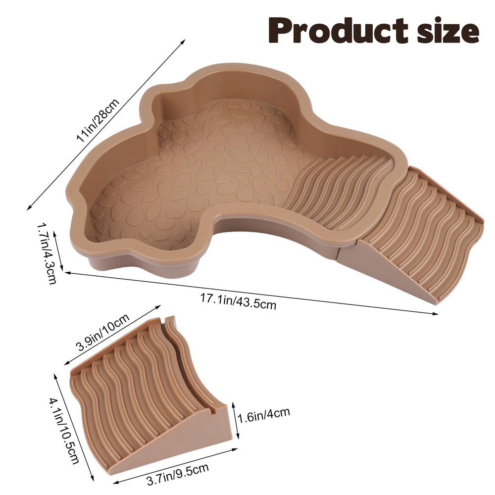KKONHII turtle water bowl with feeding dish provides a spacious, easy-to-clean hydration station.