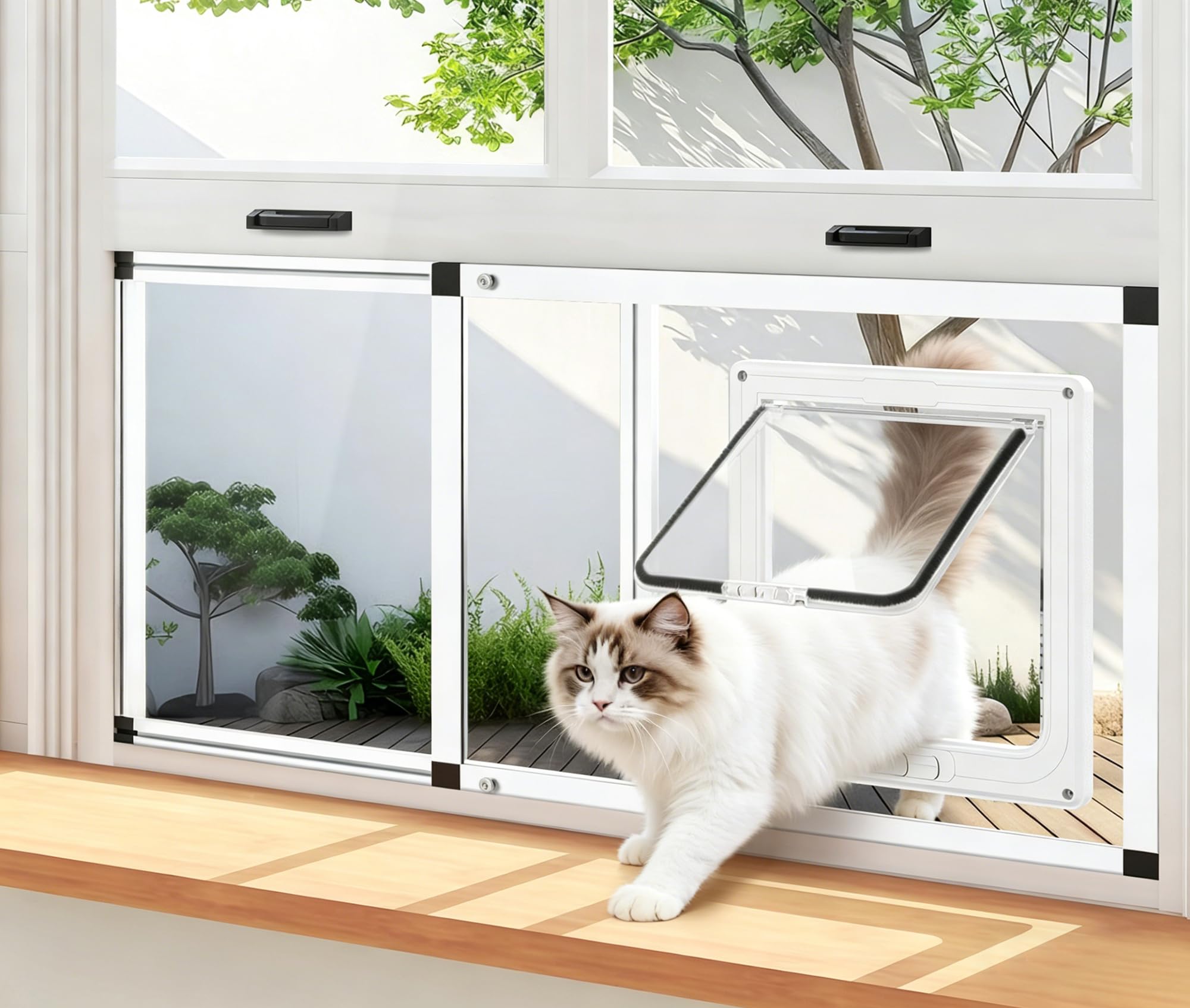 Klarana cat door in-use image shows safe, unobtrusive pet passage