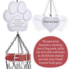 KLAXAVEL Pet Memorial Wind Chimes paw print motif evokes cherished memories