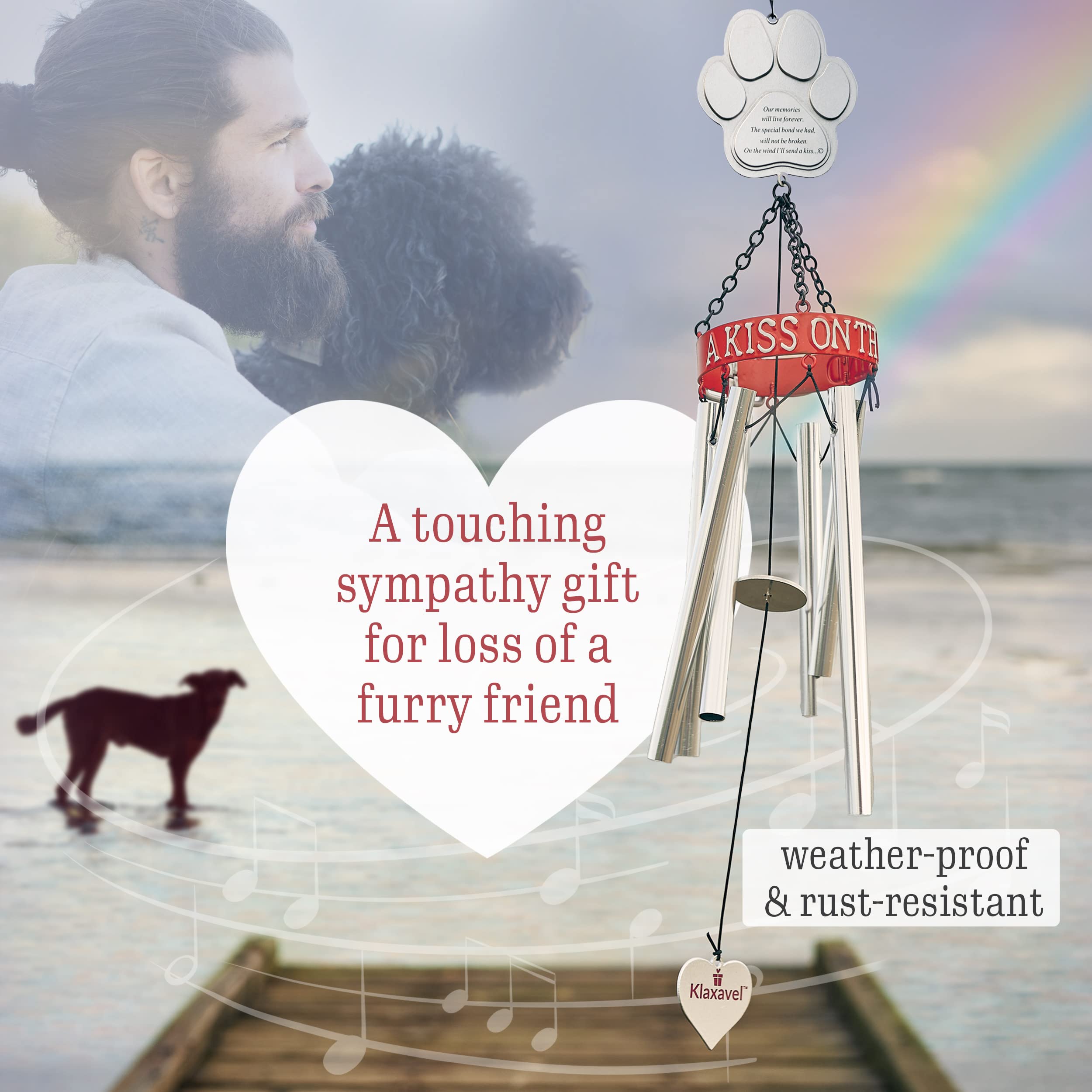 KLAXAVEL wind chimes include poem and engraving option for personalization