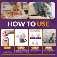 Klioak multi-cat harmony diffuser scene in a peaceful living room.