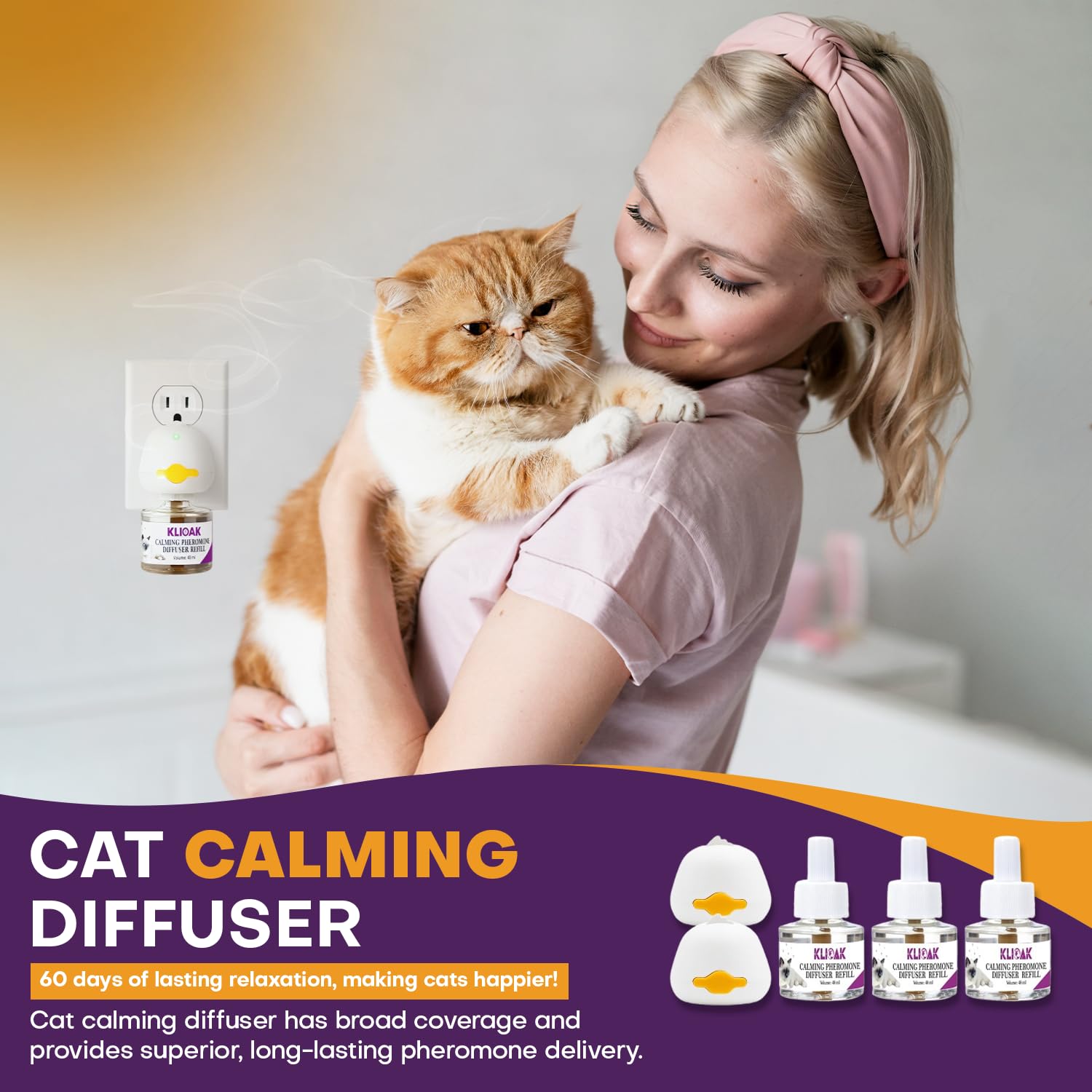 Klioak plug-in diffuser mounted on outlet with rotating plug for versatile placement.