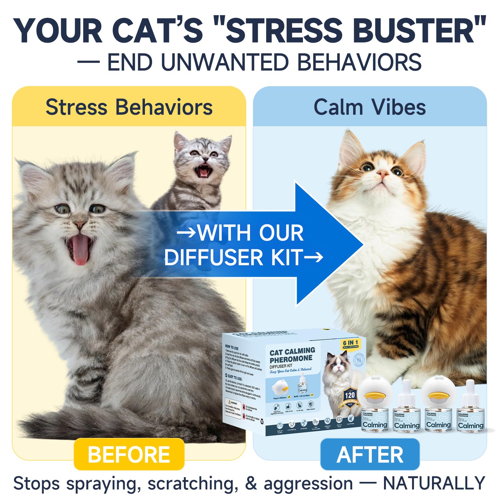 KLOMKMCL cat pheromone diffuser plug-in unit in home setting, soothing cats.