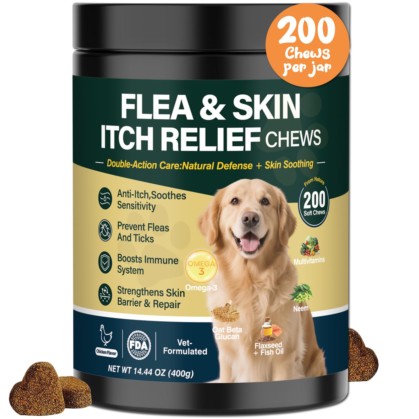 KLOMKMCL dog flea and tick chews in bottle for easy prevention and care