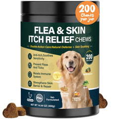 KLOMKMCL dog flea and tick chews in bottle for easy prevention and care
