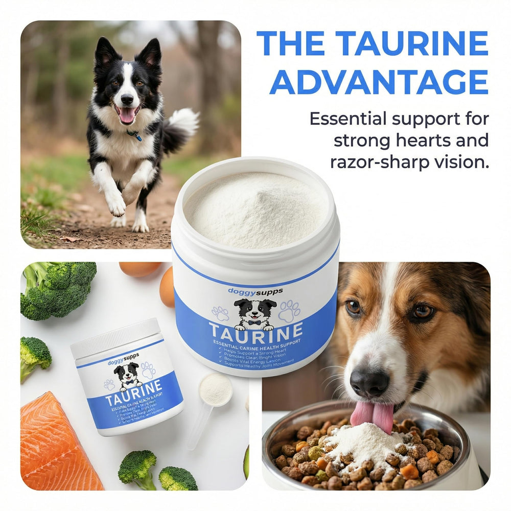 KLUNIZ Doggy Supps Taurine Powder 200 g package for convenient daily use.