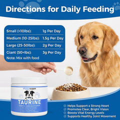 KLUNIZ Doggy Supps Taurine Powder easy-to-mix texture blends into kibble smoothly.