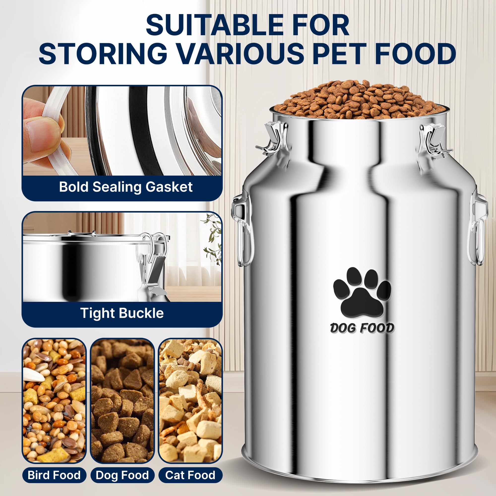 Kluronyo 40Lbs sealed-lid close-up demonstrating tight seal and spill prevention.