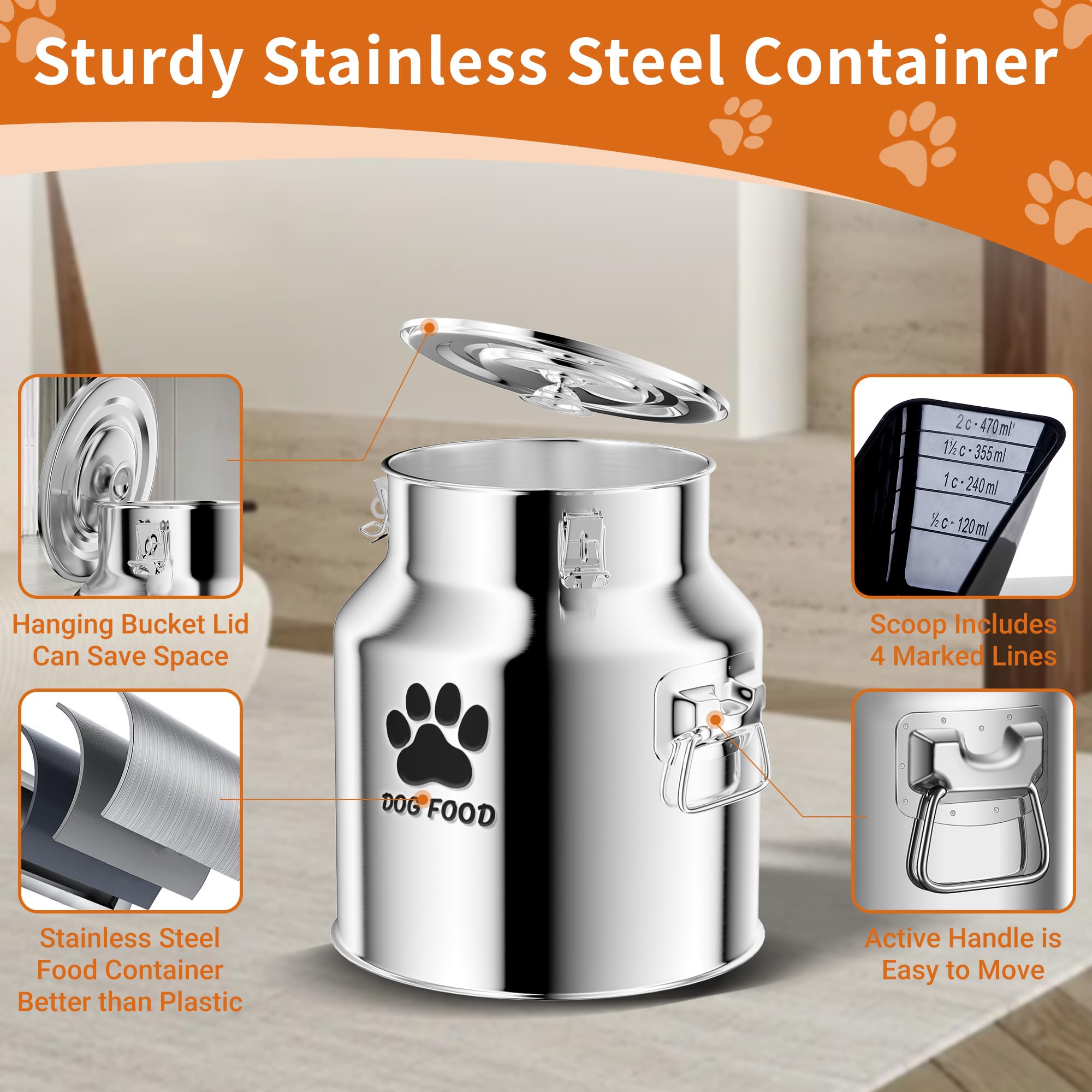 Kluronyo bin stores dog or cat food with a dependable seal