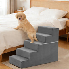 KMFurnila 5-step stairs fully assembled for tall bed access.