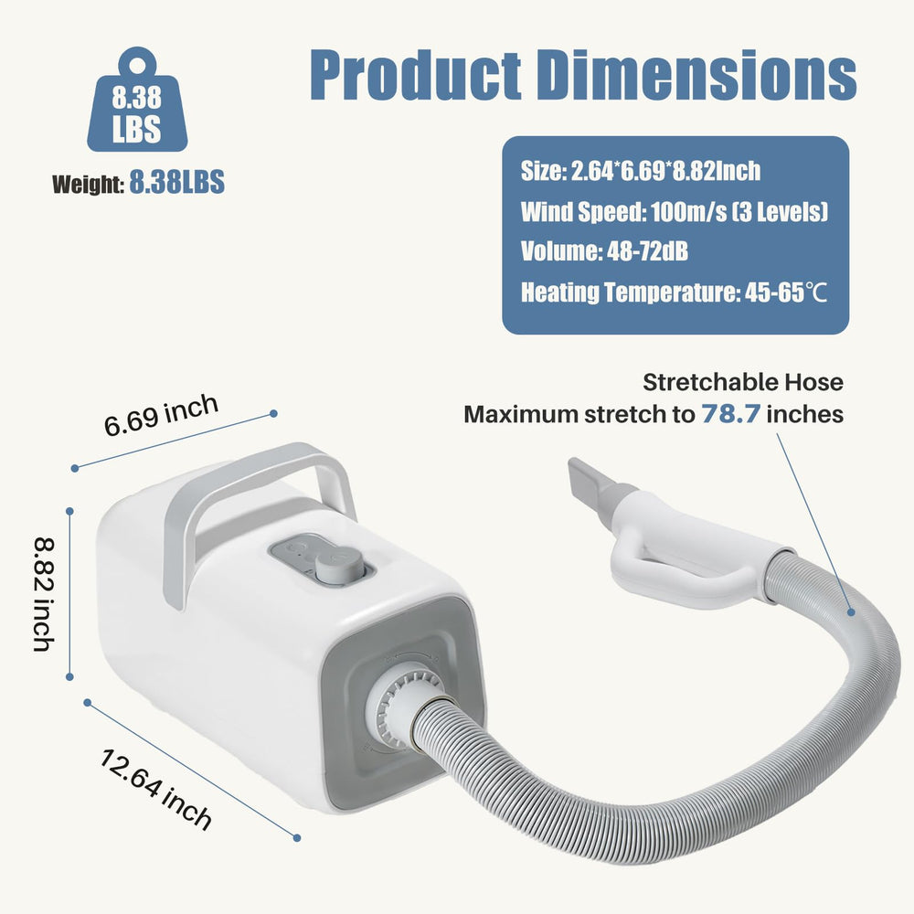 KMFurnila extended hose reaching 6.56 ft for flexible grooming.