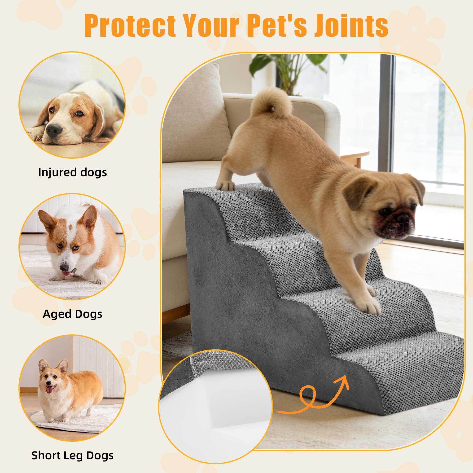 KMFurnila non-slip surface provides stable footing for pets.