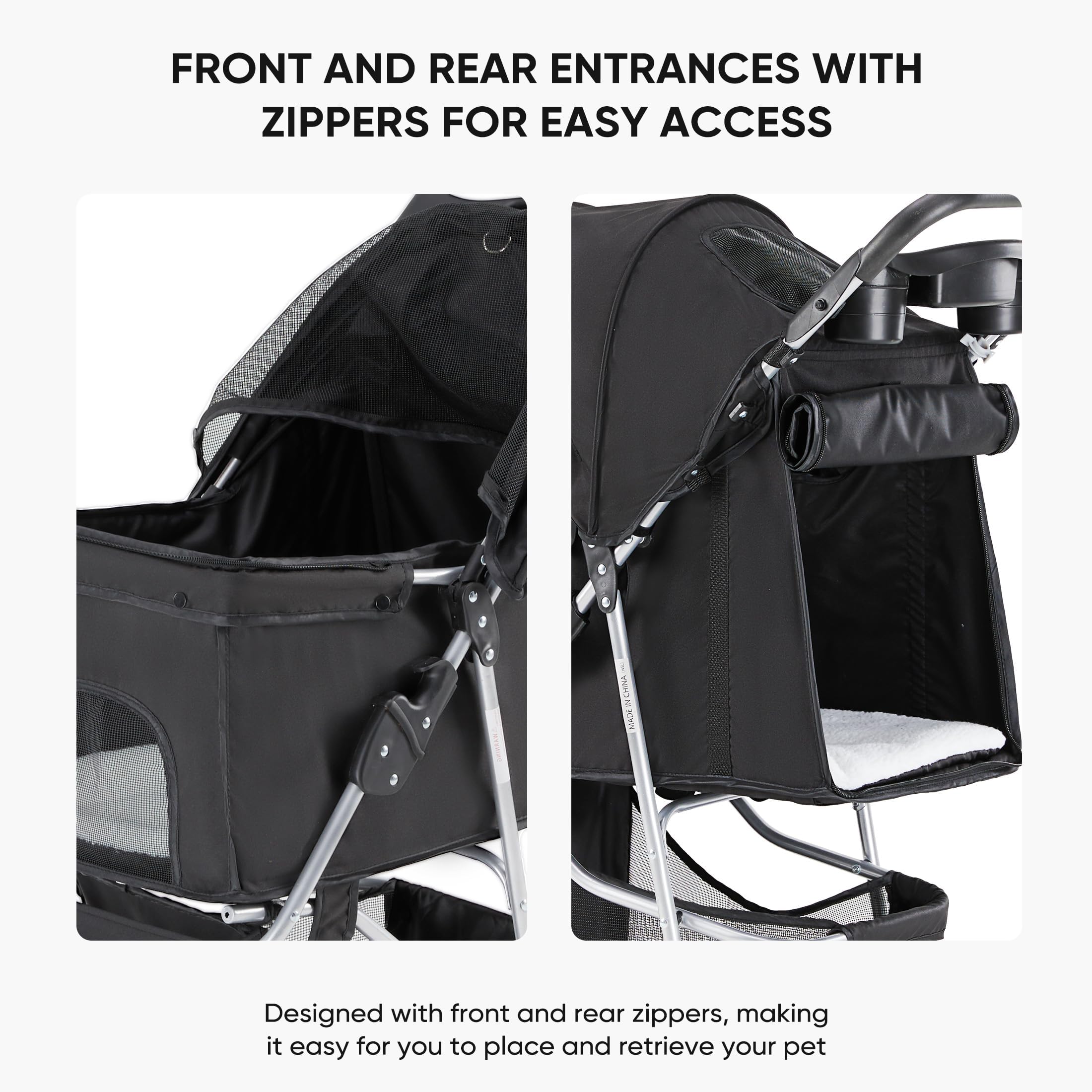 KMFurnila stroller features breathable mesh and canopy for shade and ventilation.