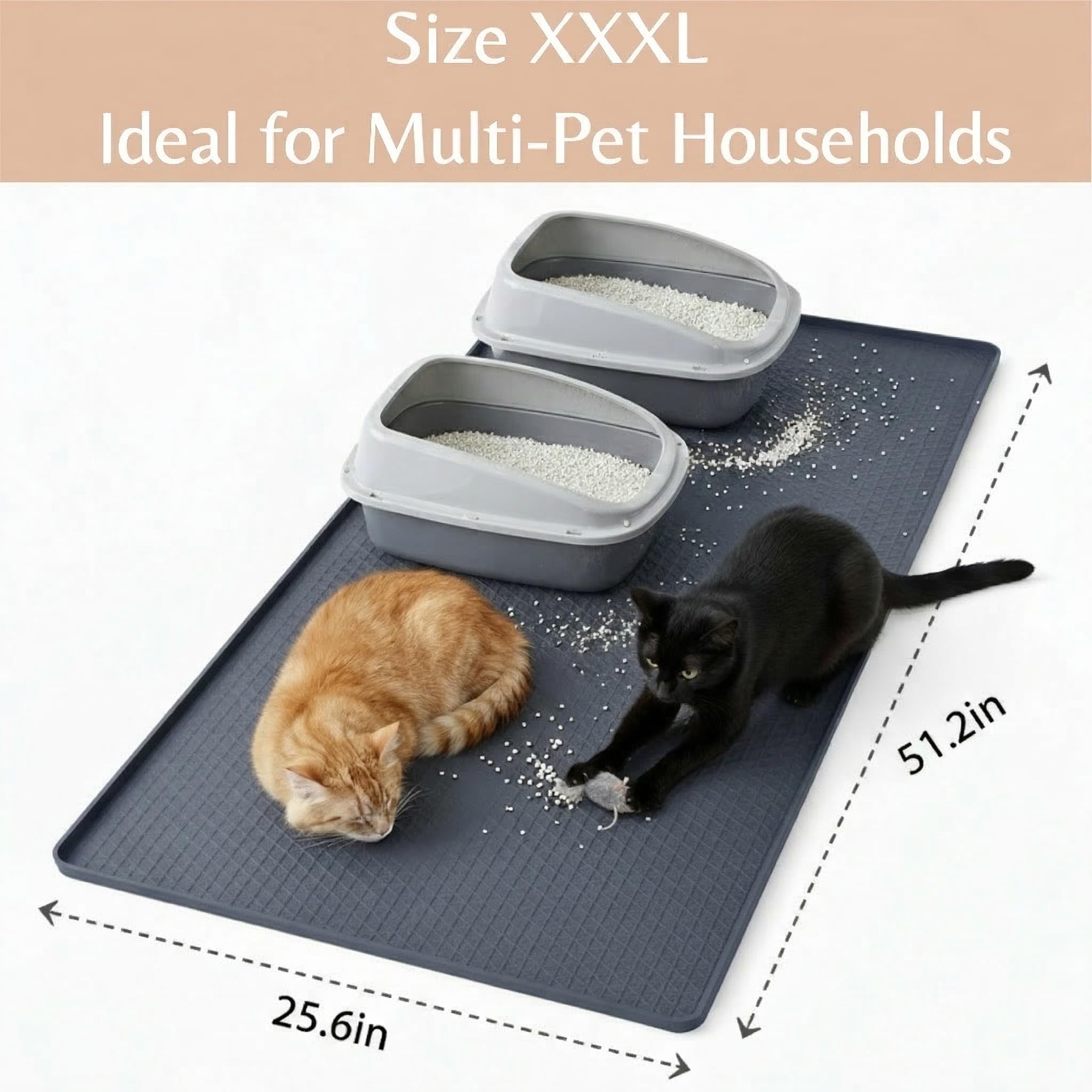 Kmiyivi litter mat washable-silicone is easy to clean.