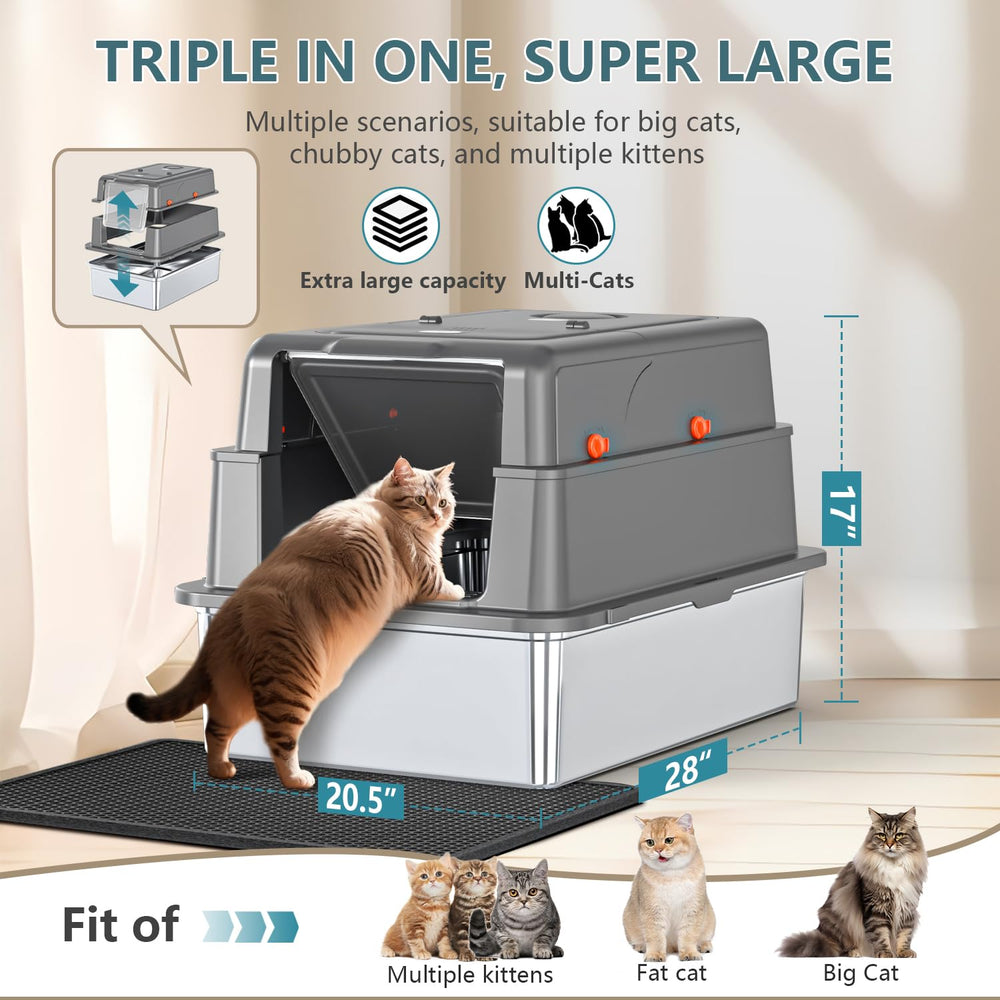 KMNSUN XXXL enclosed design enhances cat privacy during bathroom moments.
