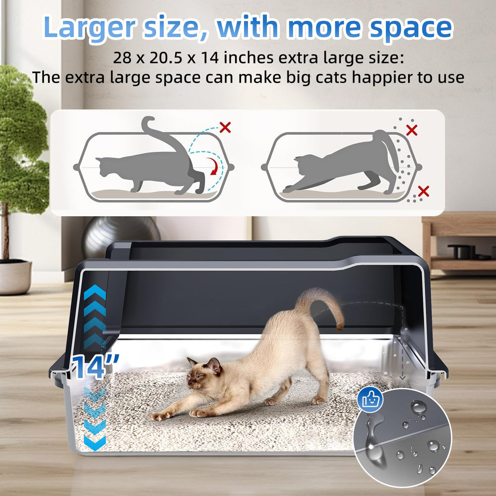 KMNSUN XXXL 14-inch wall profile helps contain litter and urine.