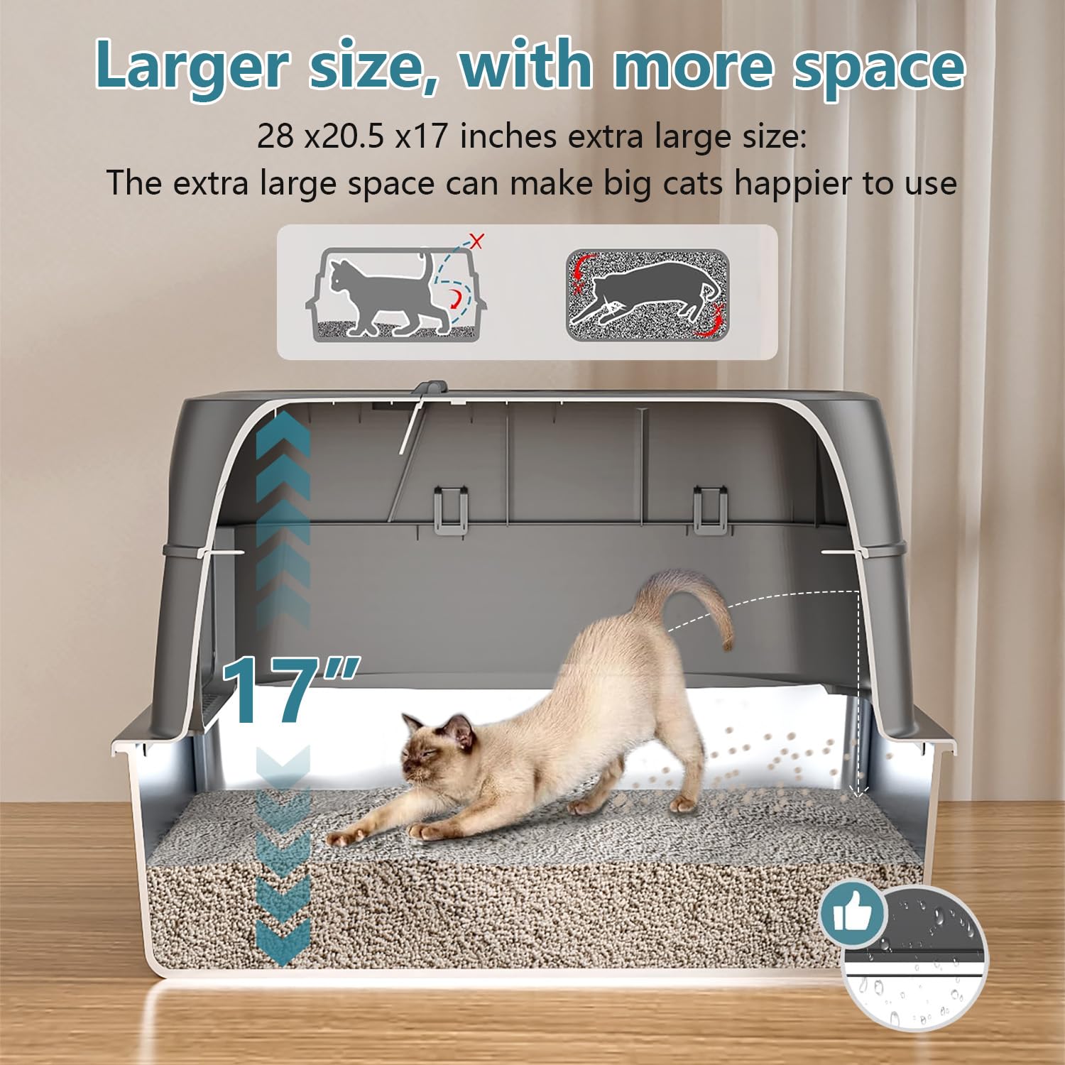 KMNSUN XXXL interior with cat demonstrating spacious turning room.
