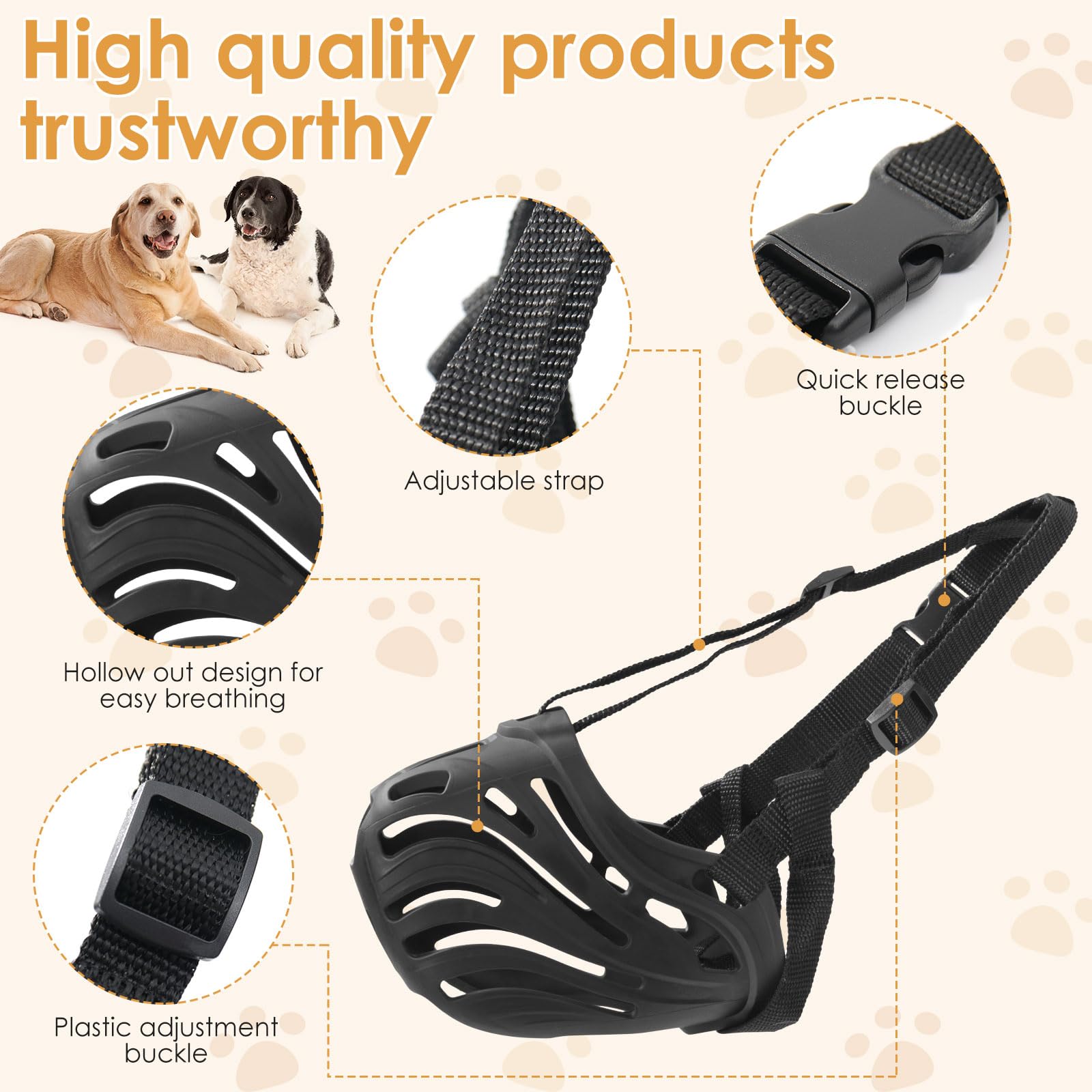 KnJuLee adjustable-strap muzzle for a personalized, snug fit on any dog.