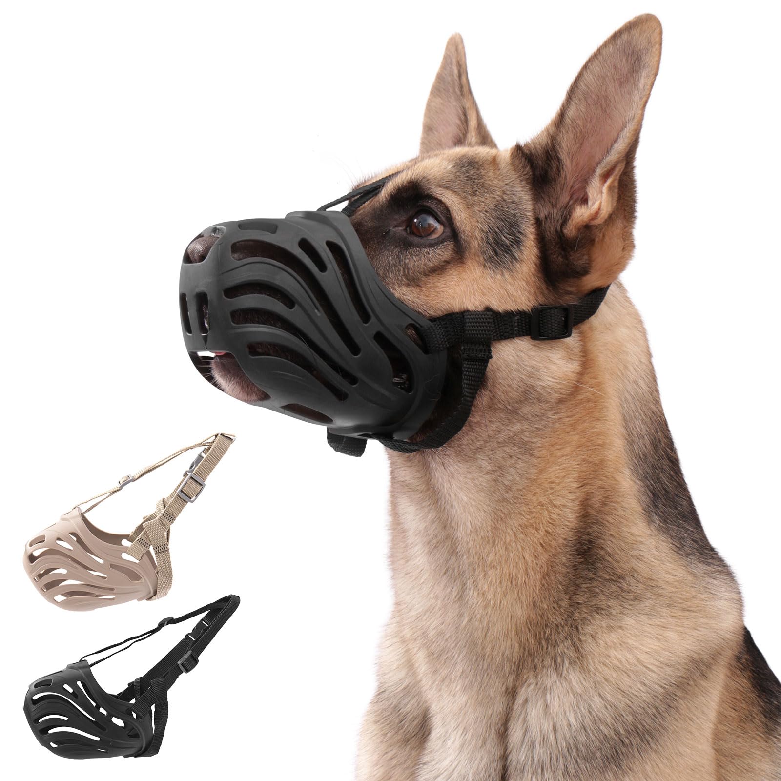 KnJuLee silicone muzzle with breathable vents for cooler, comfortable wear.