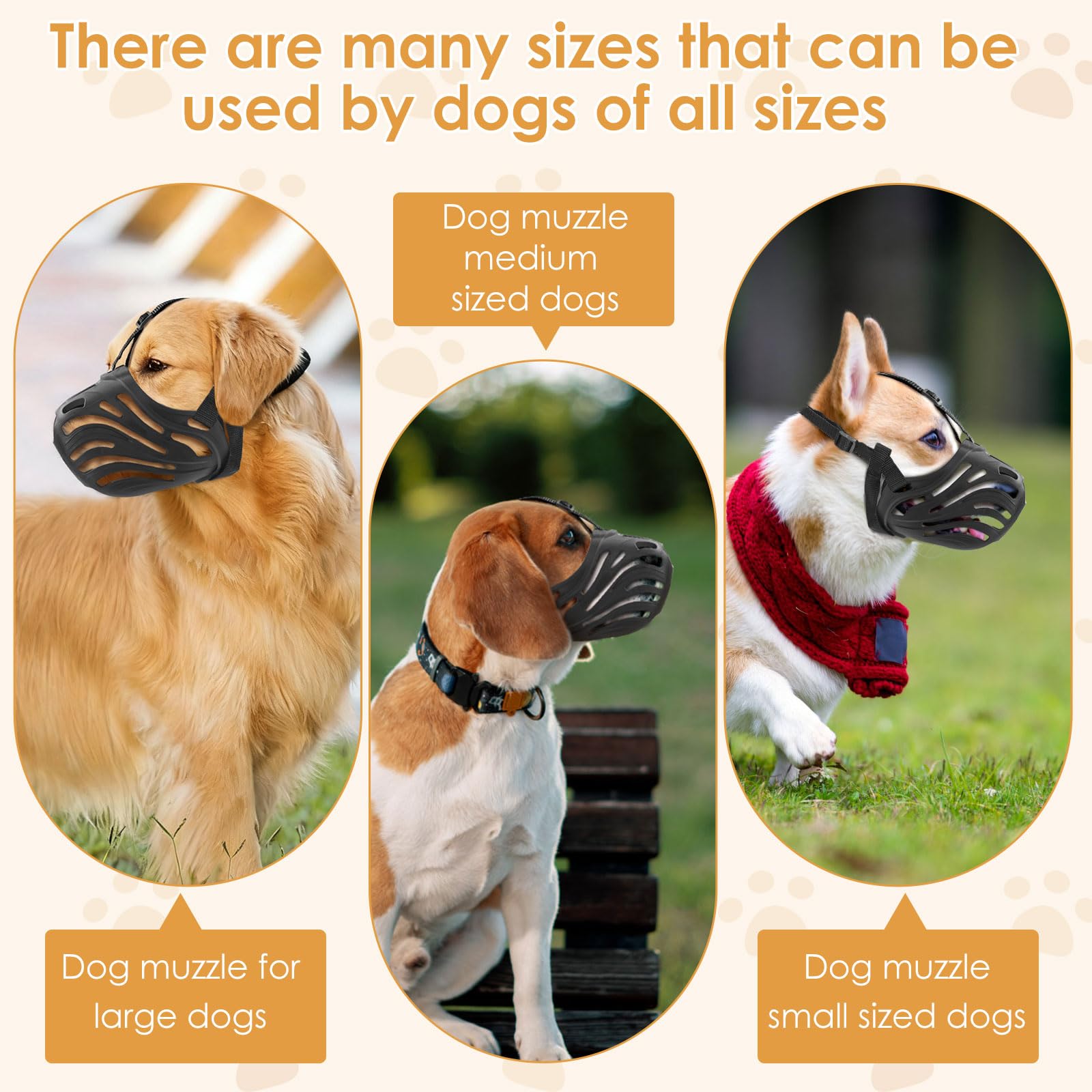 KnJuLee size-guide helps you pick the right muzzle for your dog.
