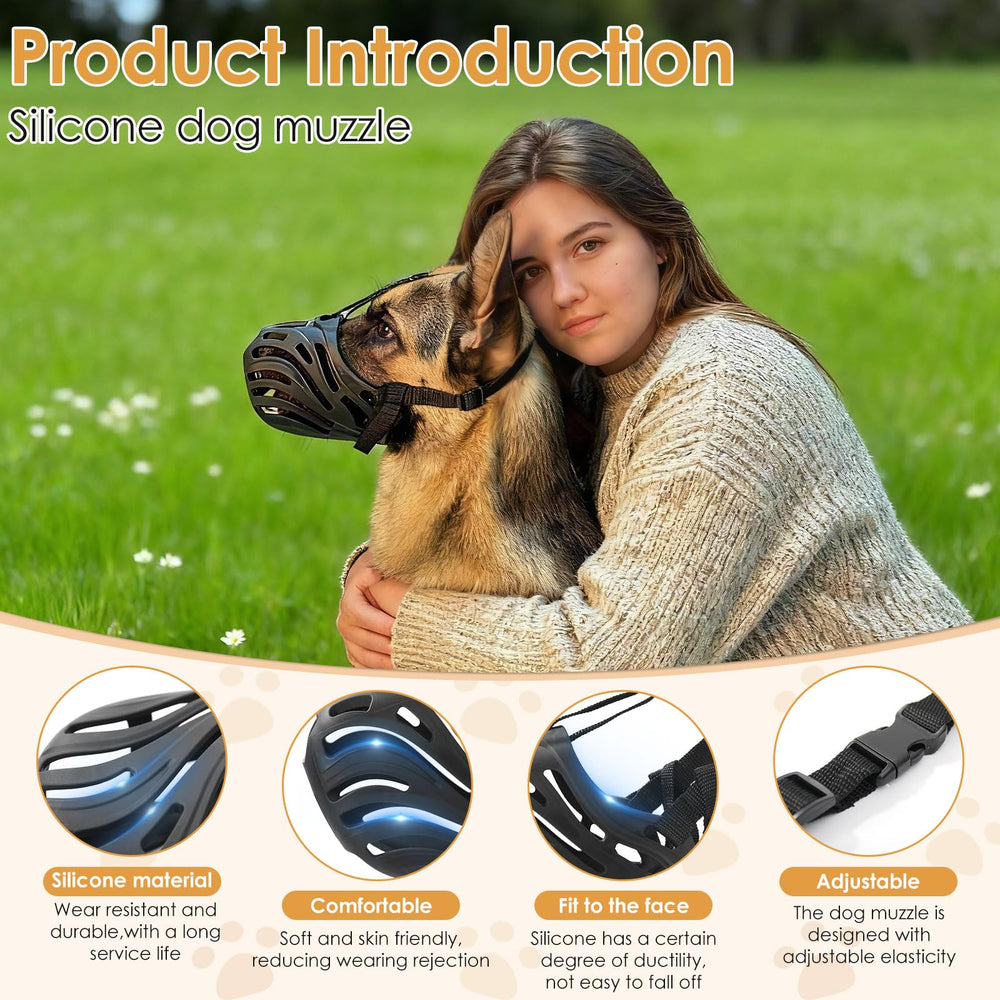 KnJuLee muzzle with three-point fix ensures secure, stable fit during walks.