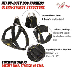 KNK harness features reinforced D-ring attachment for secure leash control.