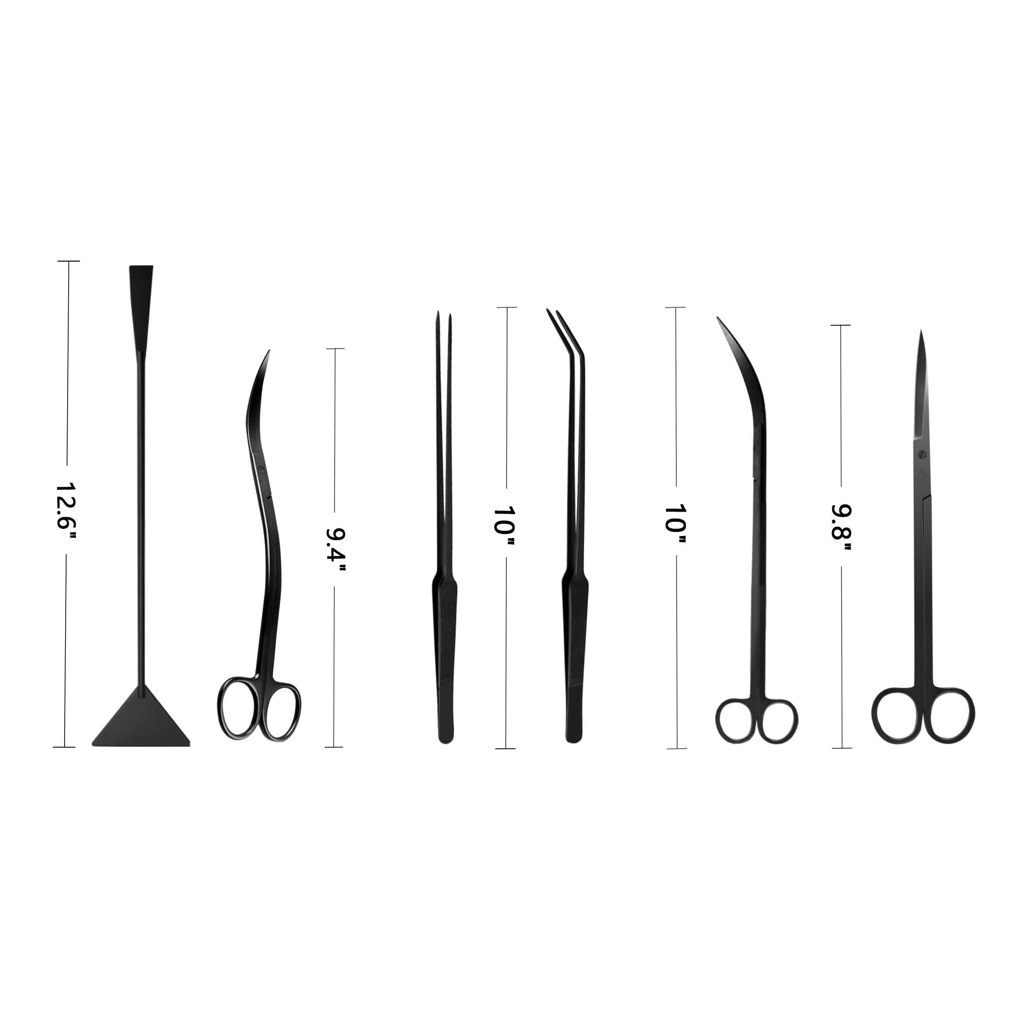 KnR Harmony Aquascaping Tools 7in1 kit curved scissors reach tight spaces.