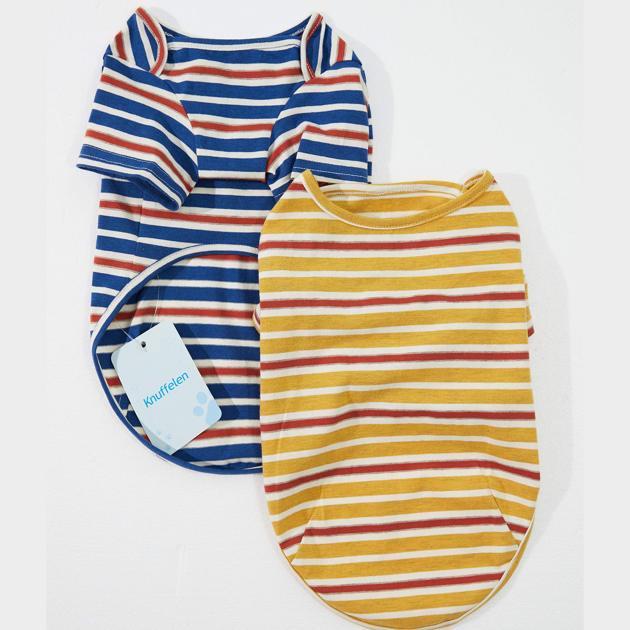 Knuffelen blue-yellow striped two-pack, versatile fashion for pets.