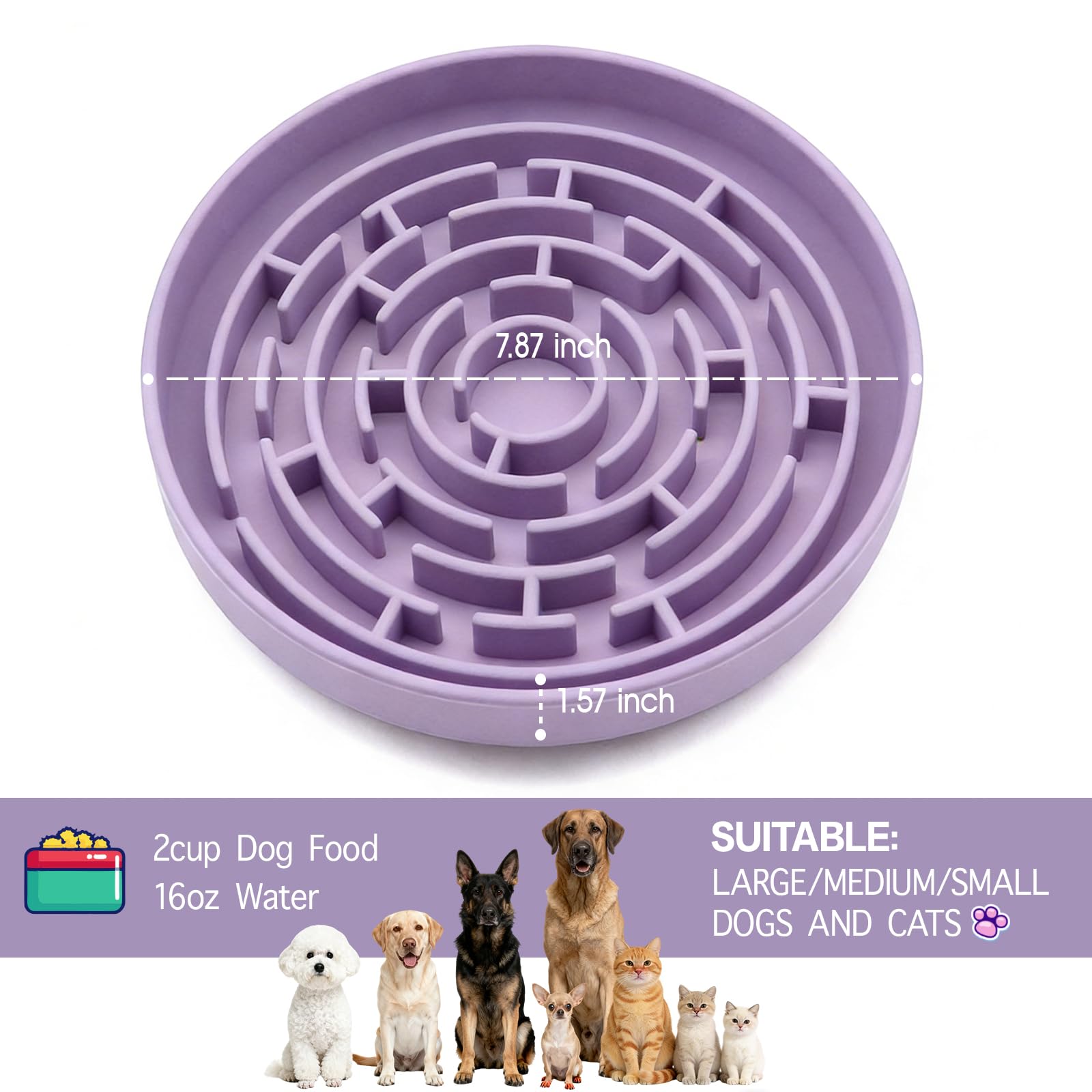 KOAIDOLMO anti-choking feature bowl helps prevent quick gobbling during meals.