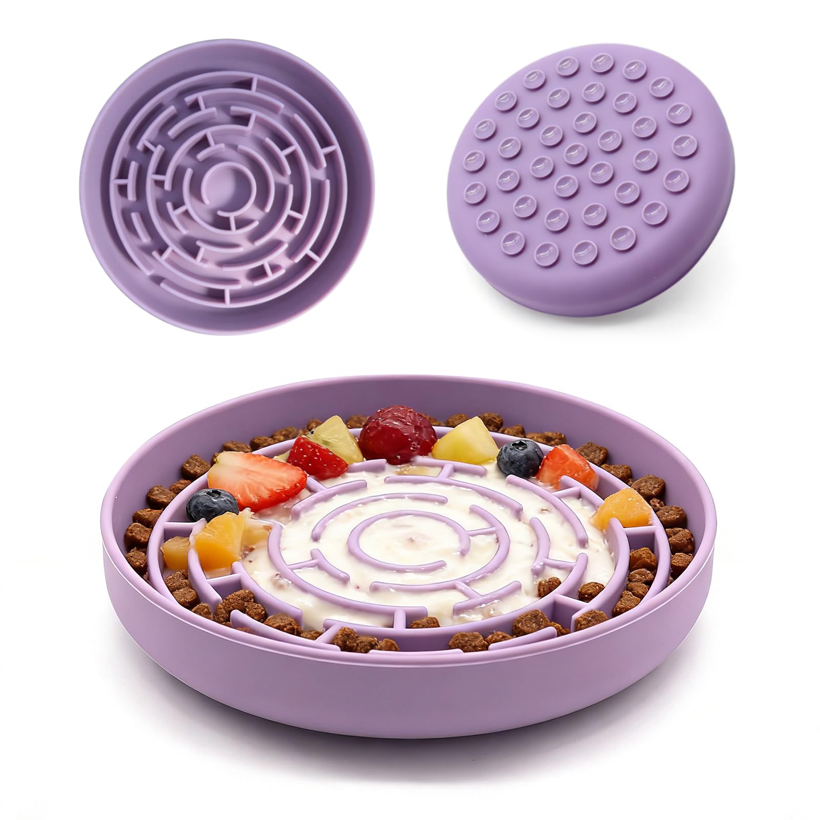 KOAIDOLMO maze-design silicone slow feeder bowl; slows eating for calmer meals.