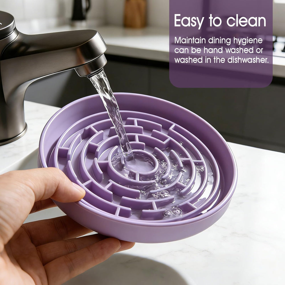 KOAIDOLMO purple slow feeder bowl adds color to feeding time.