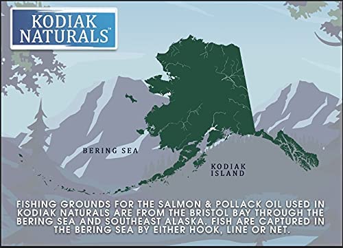 Kodiak Naturals salmon oil bottle with drip free cap for clean storage