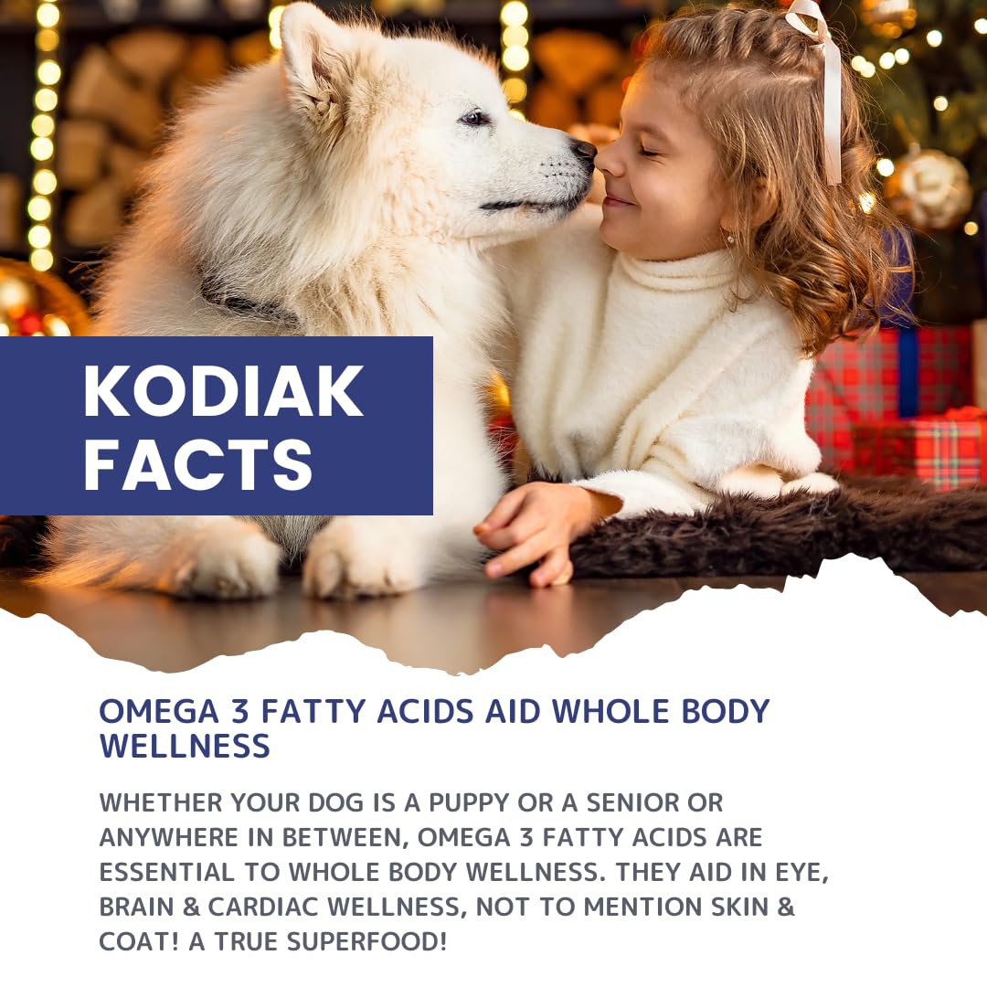 Kodiak Naturals salmon oil provides omega 3 energy support for pets